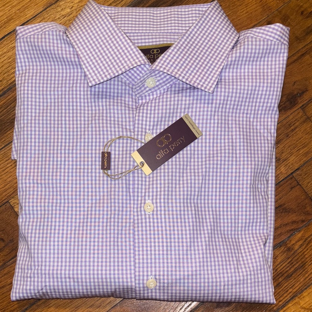 Lavender Checkered Men's Dress Shirt